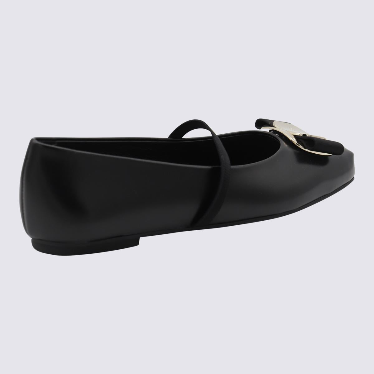 Salvatore Ferragamo Black Leather Flats