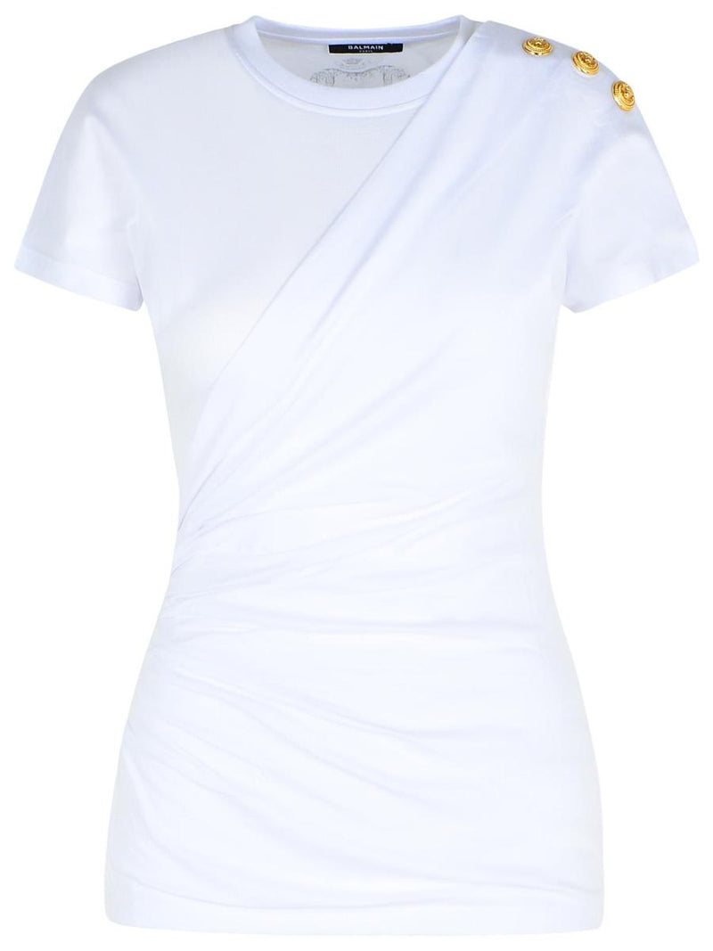 Balmain White Cotton T-Shirt