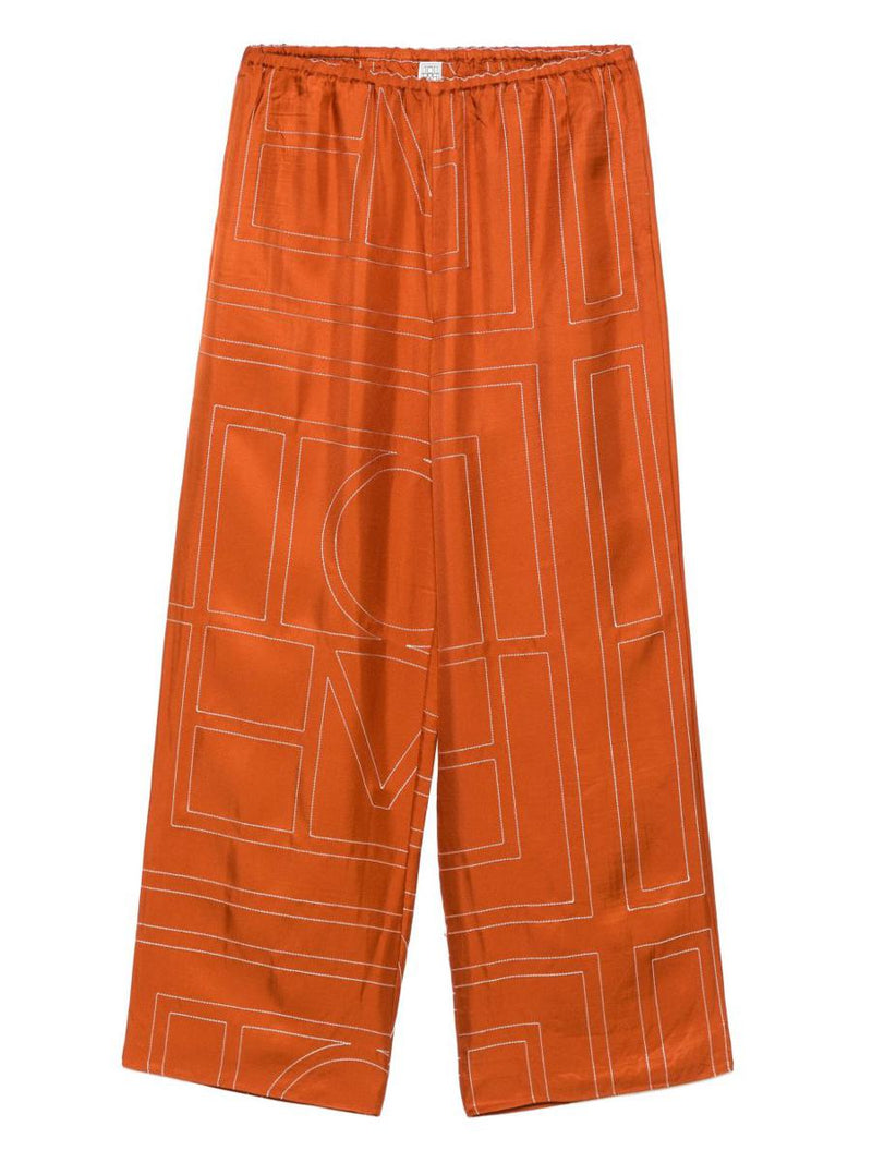 TOTEME Monogram Silk Pajama Pants