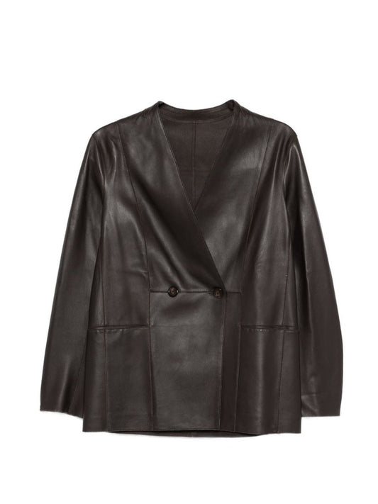 Emporio Armani Leather Blazer Jacket