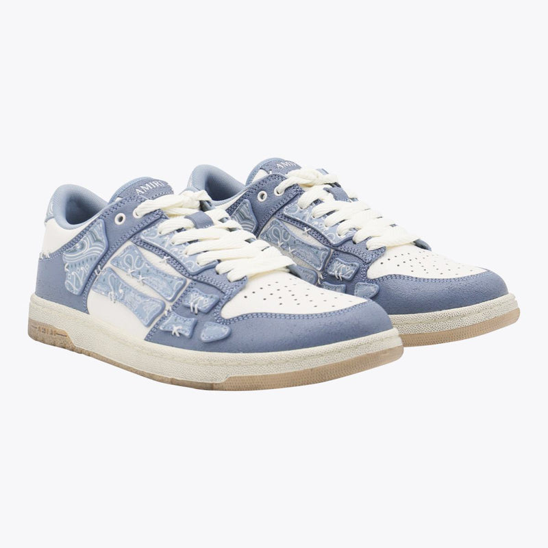 Amiri Light Blue Leather Bandana Skel Low Top Sneakers