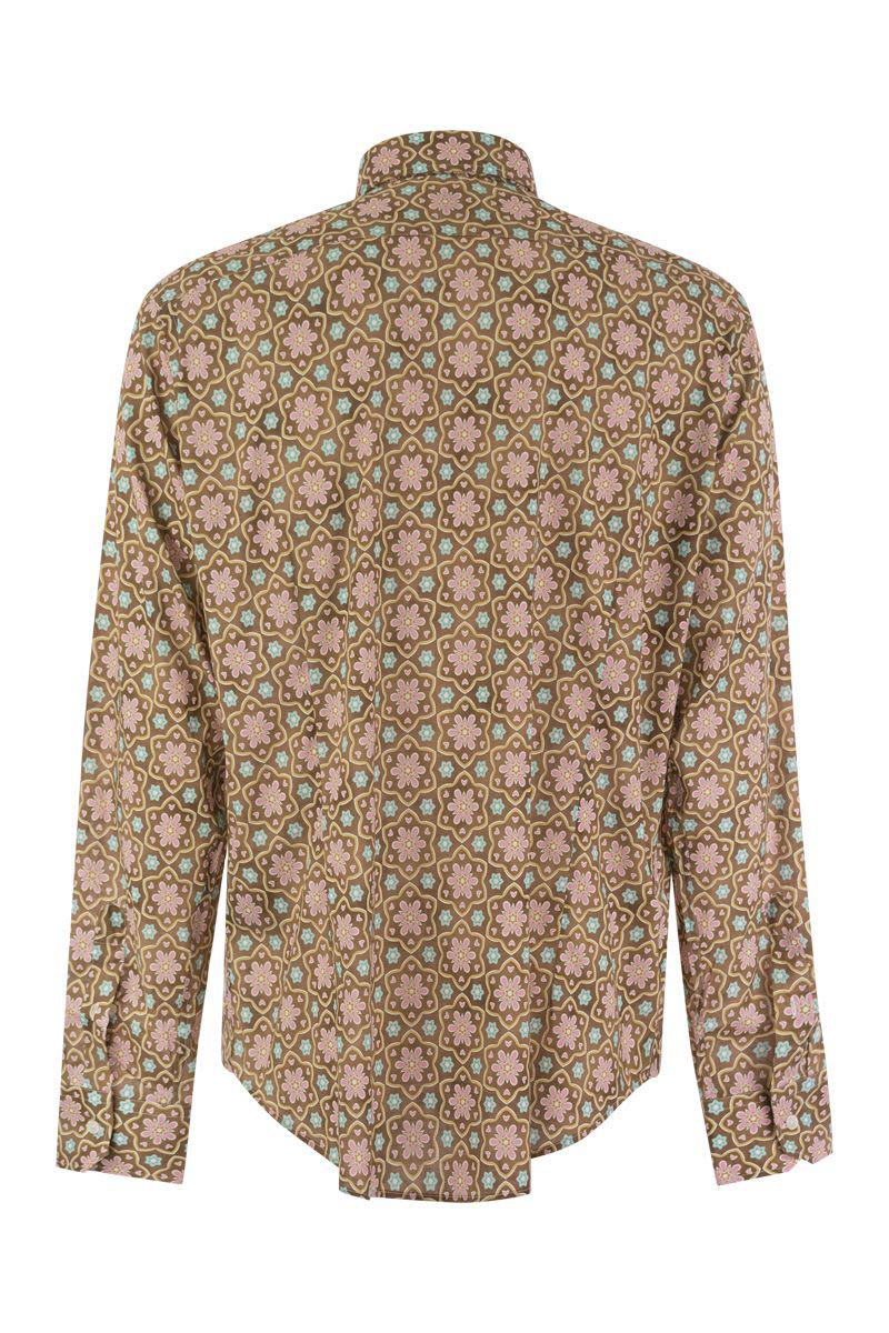 Fedeli Printed Stretch Cotton Voile Shirt