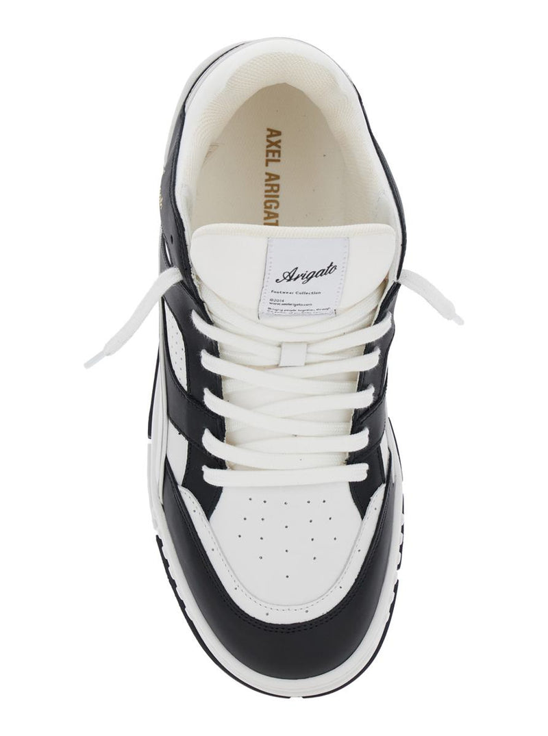 'Area Lo' Black And White Low Top Sneakers With Laminated Leather In Leather Blend Man