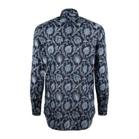 Etro Blue Cotton Shirt With All Over Paisley Print