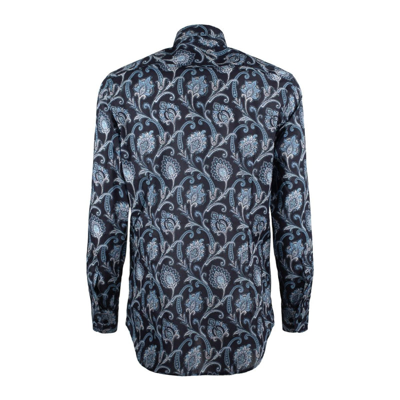 Etro Blue Cotton Shirt With All Over Paisley Print