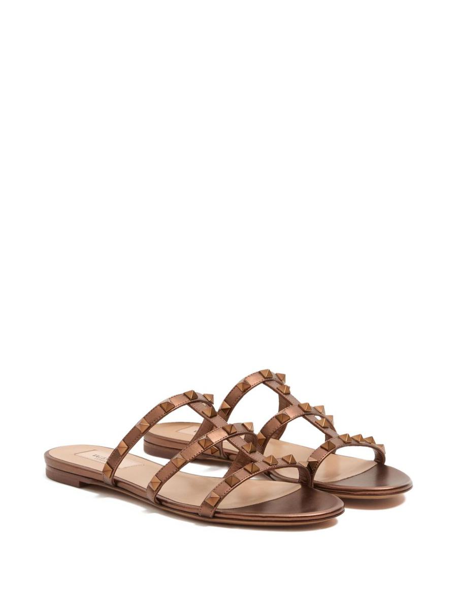 Valentino Garavani Rockstu Leather Flat Sandals