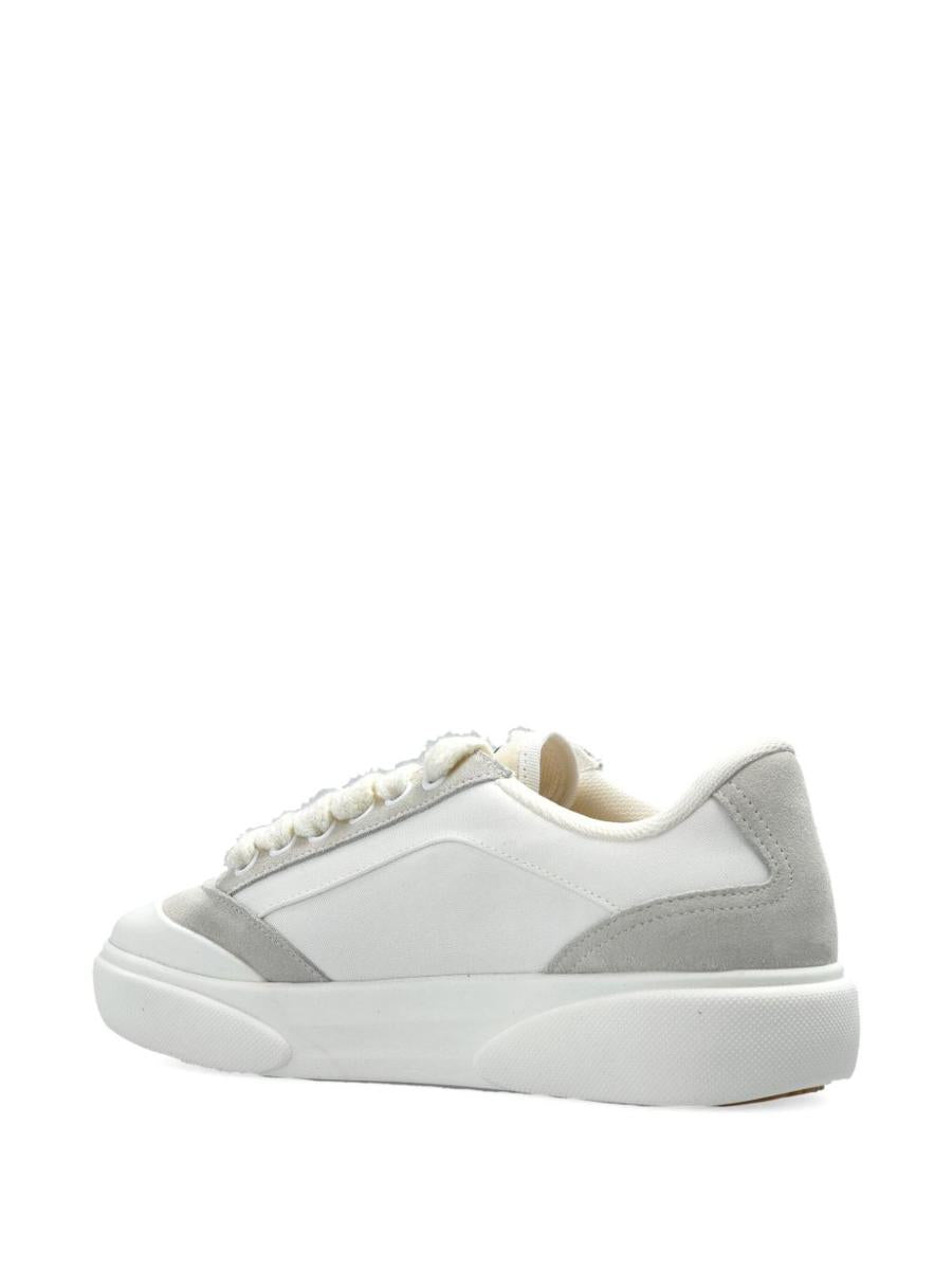 Casablanca White Leather Sneakers With Suede Insert On The Heel