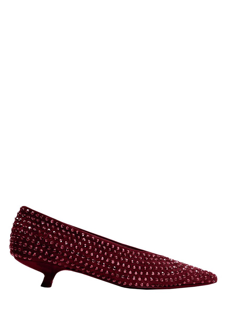 La Rose Heeled Ballerina Shoes Crystal Bordeaux
