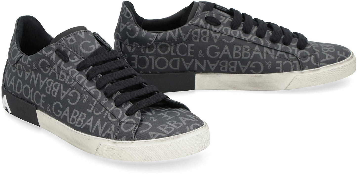 Dolce & Gabbana Portofino Leather And Fabric Low-Top Sneakers