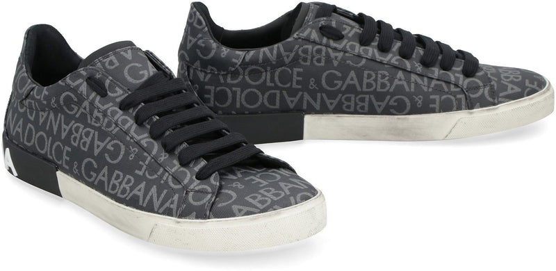 Dolce & Gabbana Portofino Leather And Fabric Low-Top Sneakers