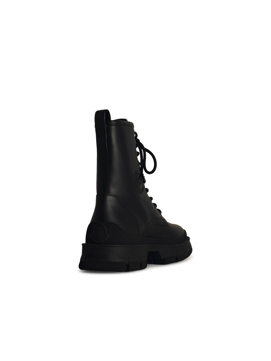 Moncler 'Hevea' Black Matte Leather Ankle Boots