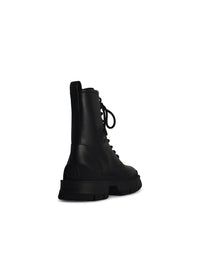 Moncler 'Hevea' Black Matte Leather Ankle Boots