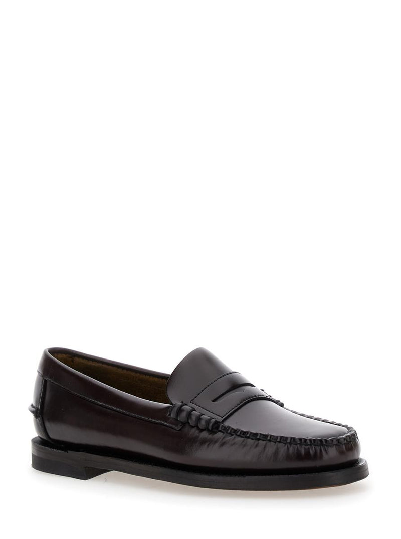 'Dan' Bordeaux Pull-On Loafers In Leather Woman