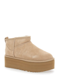 'Classic Ultramini' Beige Ankle Boots With Platform In Suede Woman