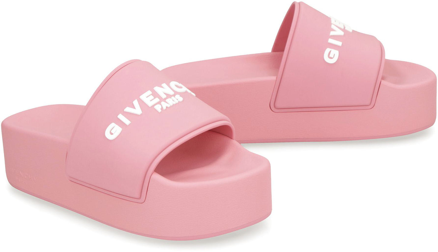 Givenchy Logoed Rubber Platform Slides