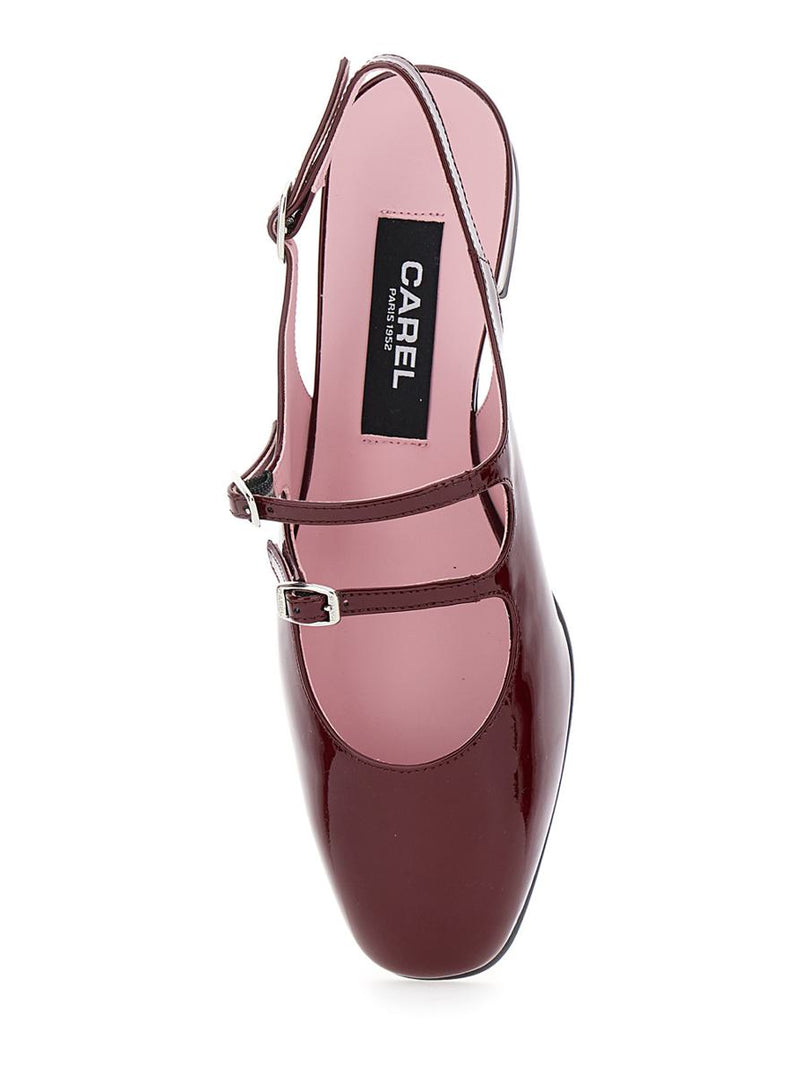 'Peche' Bordeaux Mary Jane Pumps In Patent Leather Woman