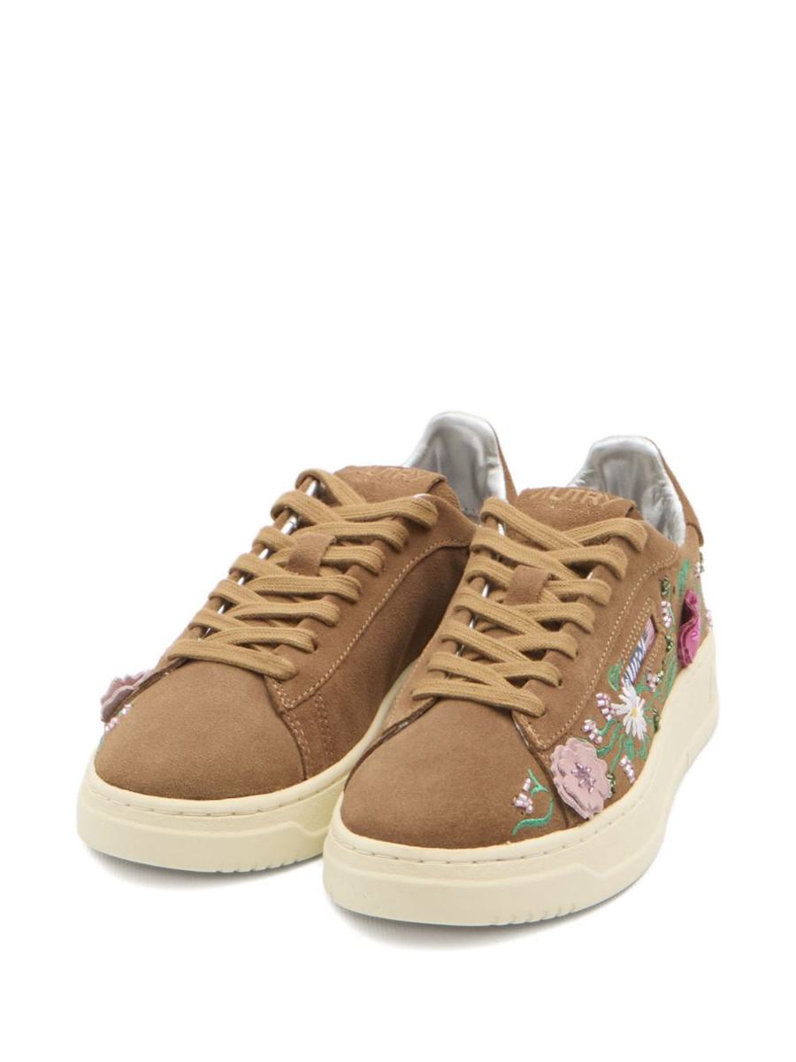 Autry Dallas Low Sneakers With Embroidered Floral Details