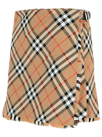 Burberry 'Check' Beige Wool Blend Miniskirt