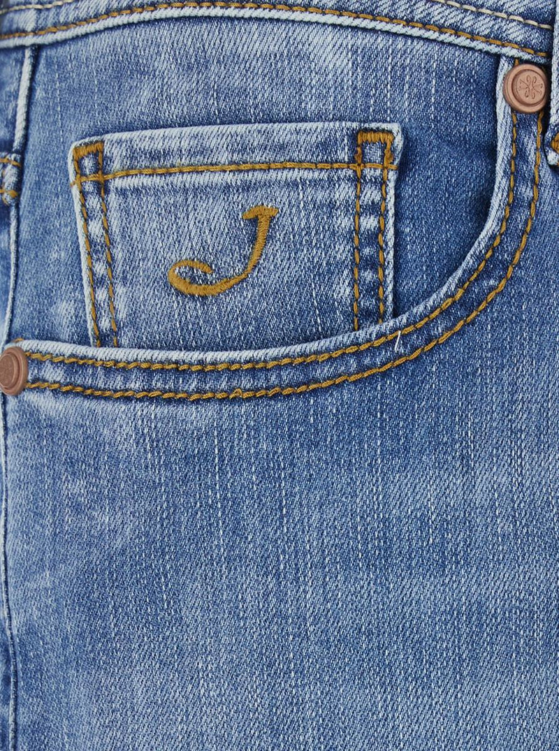 'Bard' Bue Jeans With Logo Embroidery On The Front And Double Logo Patch On The Rear In Denim Man