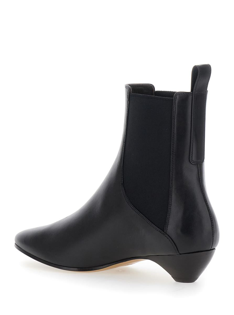 'Allegra Chelsea' Black Ankle Boots With Elastic Panels In Leather Woman