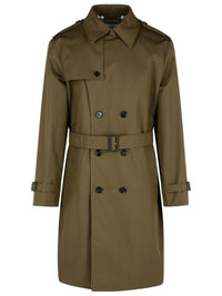 Burberry Green Cotton Blend Trench Coat