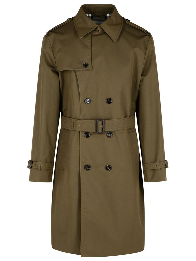 Burberry Green Cotton Blend Trench Coat