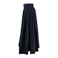 Max Mara Navy Blue Taffeta Pleated Skirt