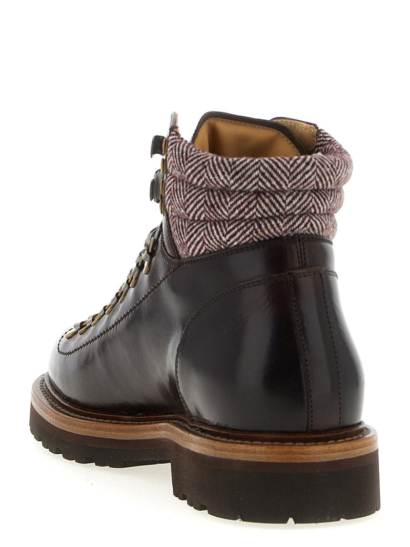 Brunello Cucinelli Herringbone Insert Ankle Boots
