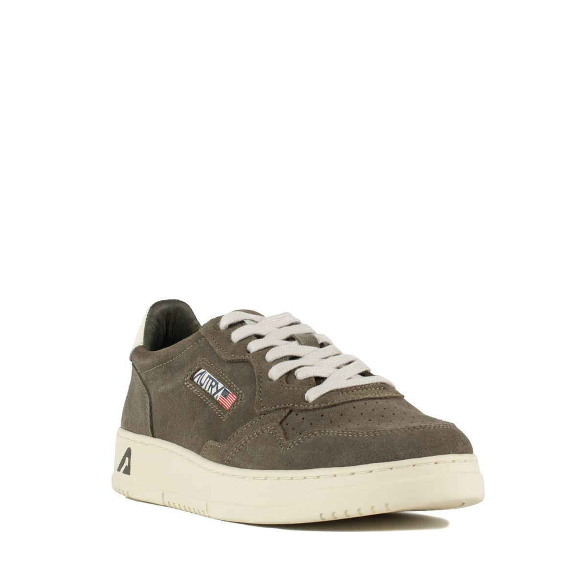 Autry Medalist Low Sneakers In Mistletoe Suede And Off White