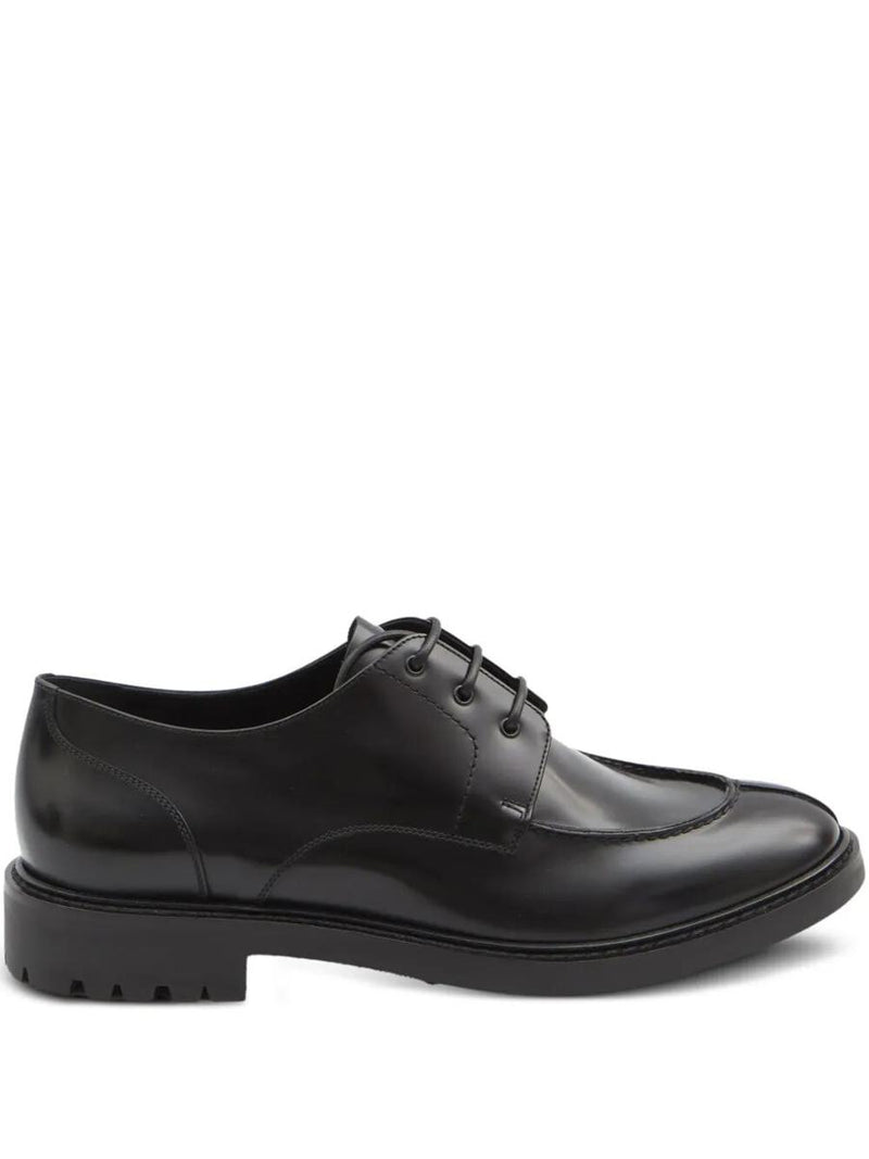 Saint Laurent Smooth Leather Linen Derbies Shoes