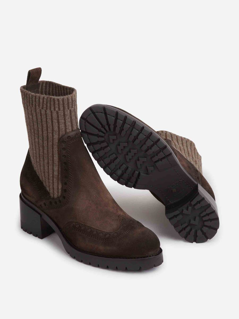 Santoni Ribbed Suede Ankle Boots