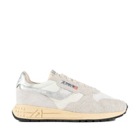 Autry White And Silver Suede And Nylon Reelwind Low Sneakers