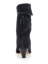'Dalby' Black Boots With Pointed Toe And Tassel Fringe In Suede Woman