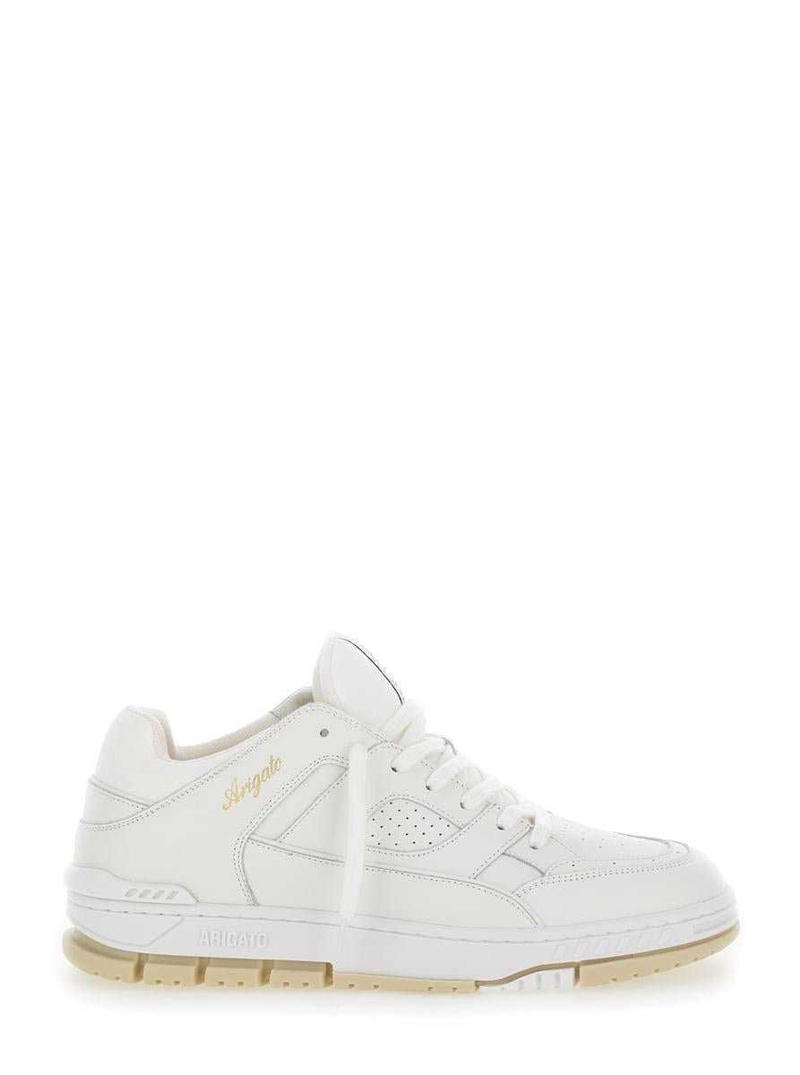 'Area' White Low Top Sneakers With Laminated Logo In Leather Man
