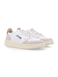 Autry Medalist Low Sneakers In White And Brown Sugar