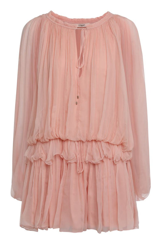 Chloé Mini Dress With A Silk Muslin Cape