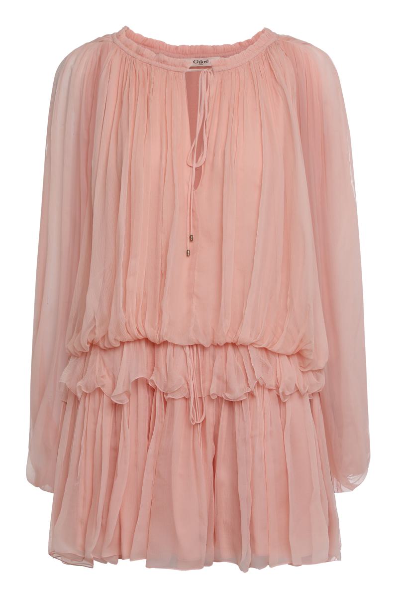 Chloé Mini Dress With A Silk Muslin Cape