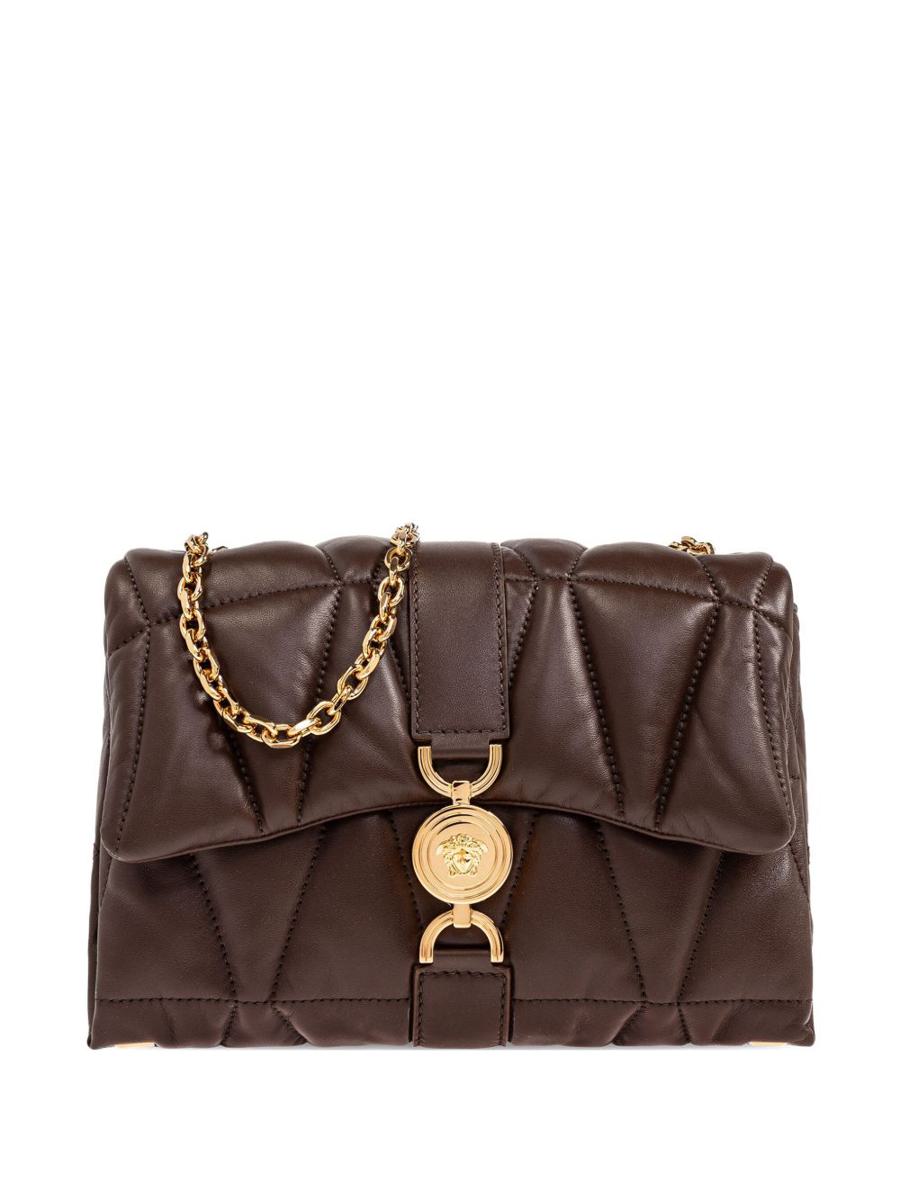 Versace Brown Quilted ‘Kleio' Shoulder Bag