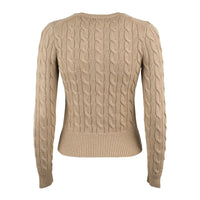 Ralph Lauren Light Saddle Heather Cotton Cable-Knit Crew Neck Cardigan