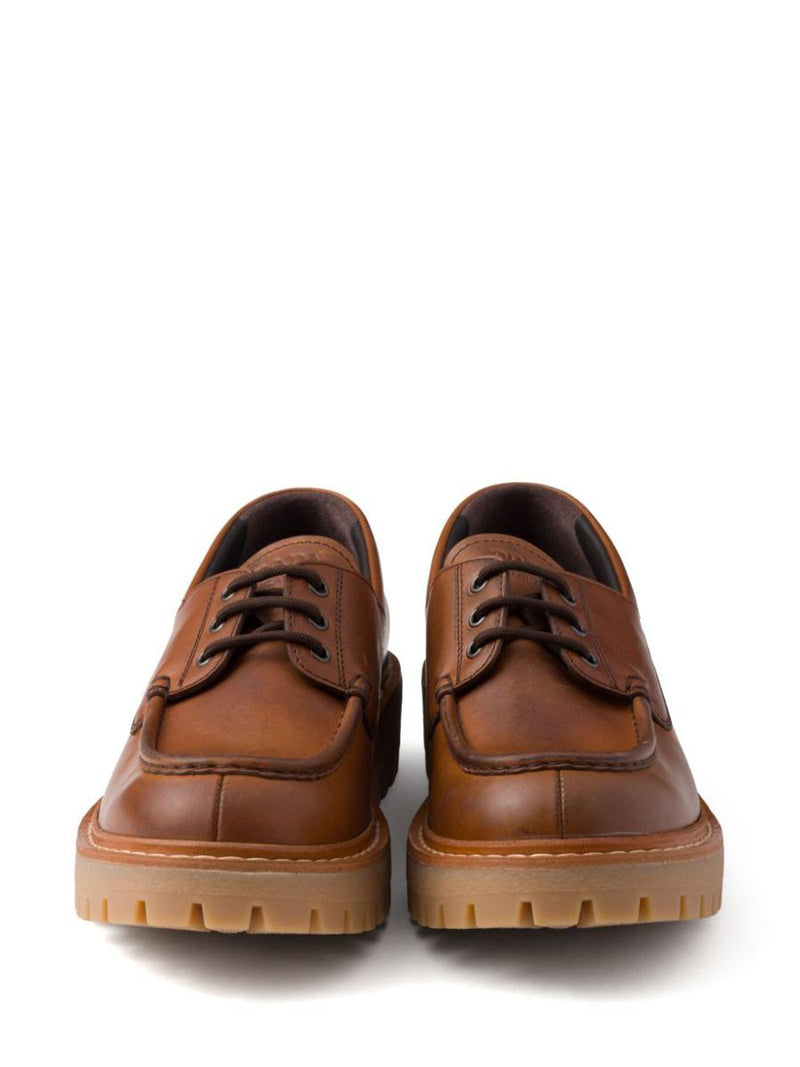 Prada Laced Leather Loafers Shoes