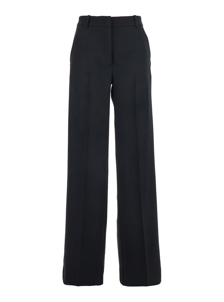 Black Pants With Wide Leg In Wool Stretch Woman