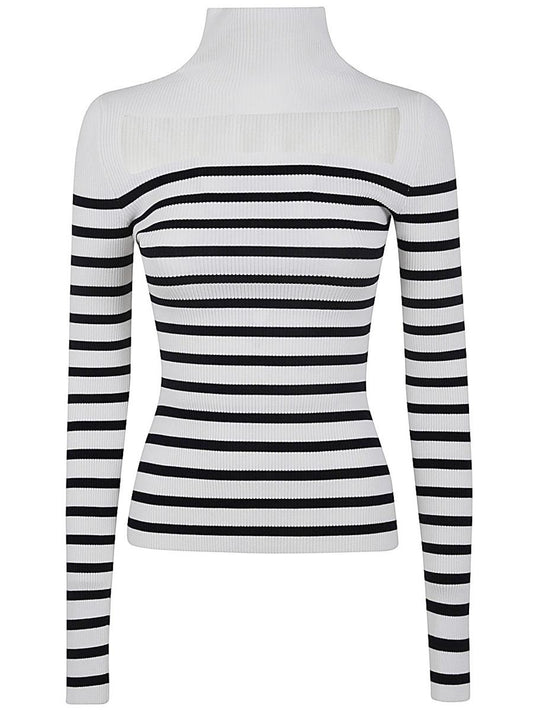 Jean Paul Gaultier Ribbed Mariniere Pullover With Transparent Window Detail Clothing