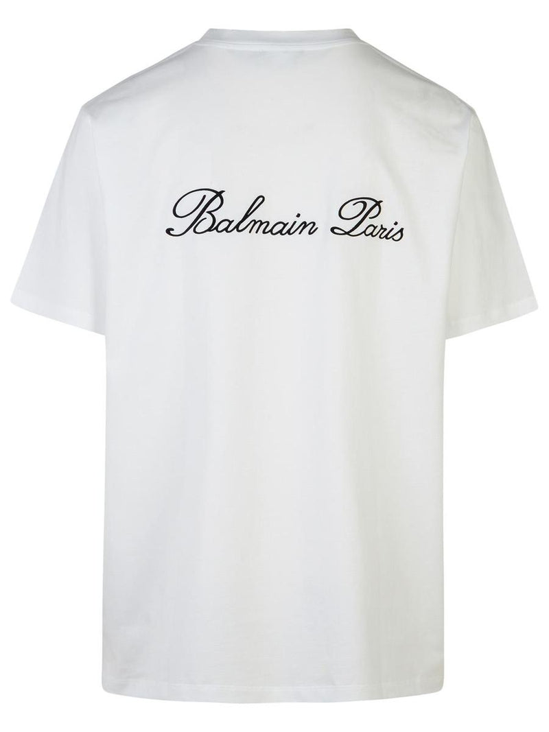 Balmain 'Signature' White Cotton T-Shirt