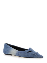 'The Kat' Blue Ballerinas With Cut-Out Detail And Bow On The Front In Cotton Woman