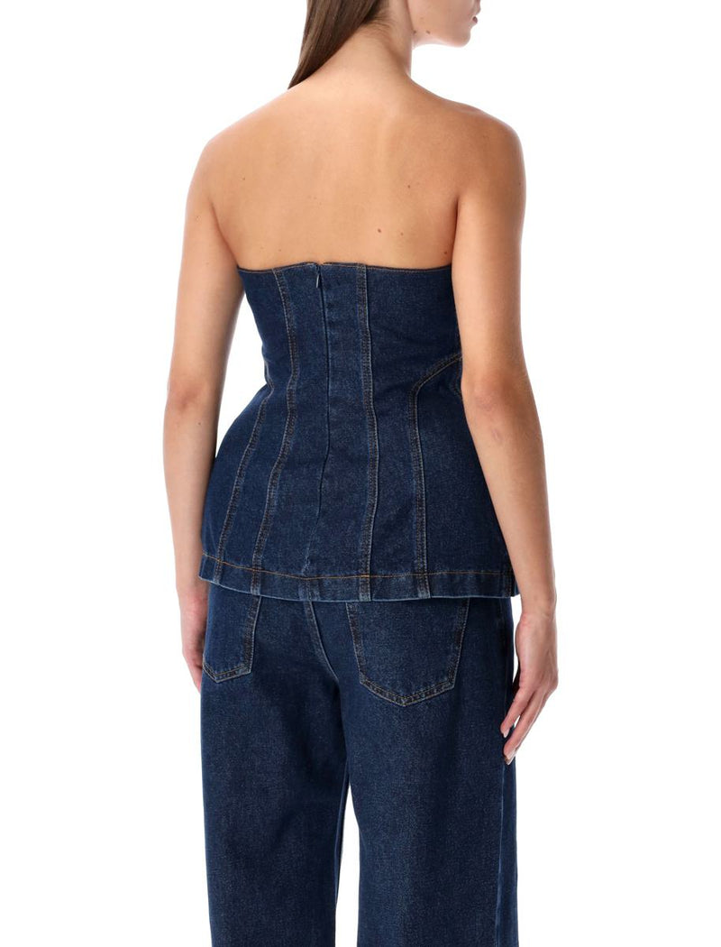 Magda Butrym Strapless Denim Corset Top