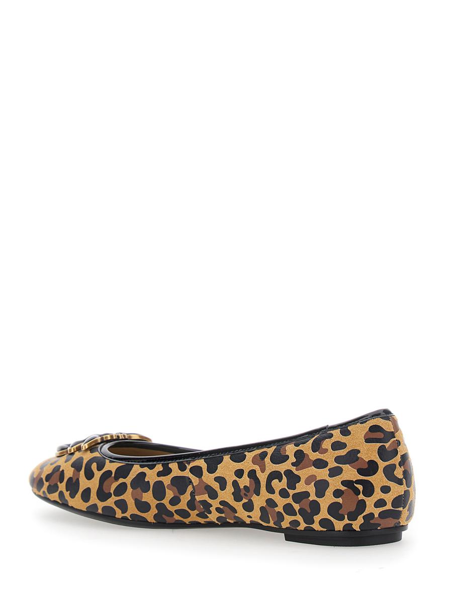 'Max' Multicolor Ballet Shoes With Logo Love Birds Diamond Cut On The Front And Leopard Motif In Suede Woman