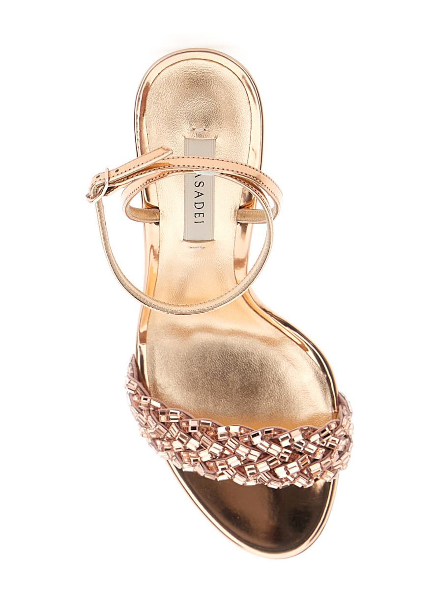 'Starlink' Pink Sandals With High Stiletto Heel And Braided Embellishment In Ecoleather Woman