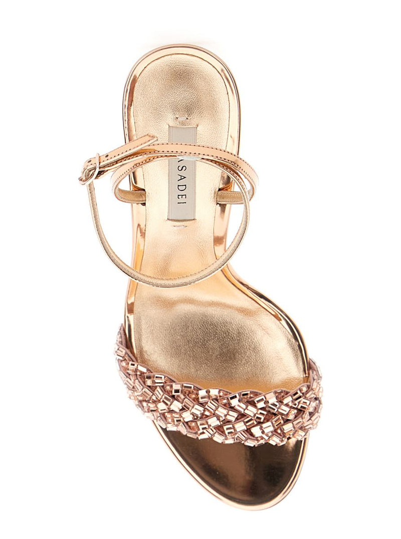 'Starlink' Pink Sandals With High Stiletto Heel And Braided Embellishment In Ecoleather Woman