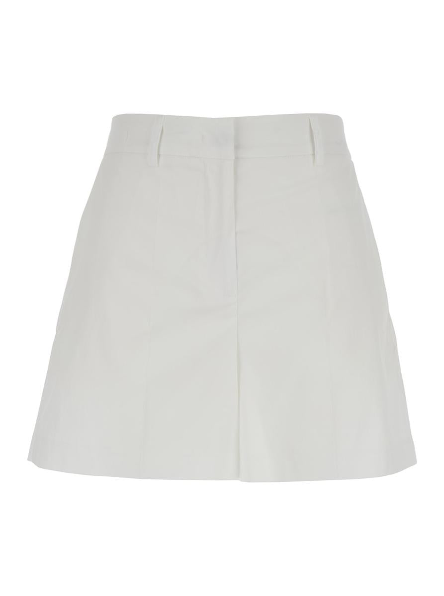 White Shorts With Belt Loops In Cotton Woman