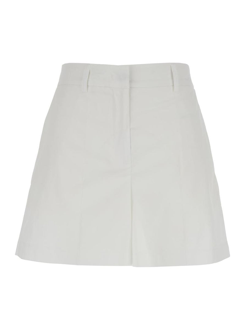 White Shorts With Belt Loops In Cotton Woman